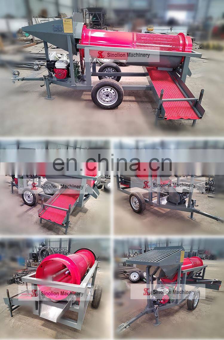 Mobile gold waschanlag trommel screen for gold sand sieving