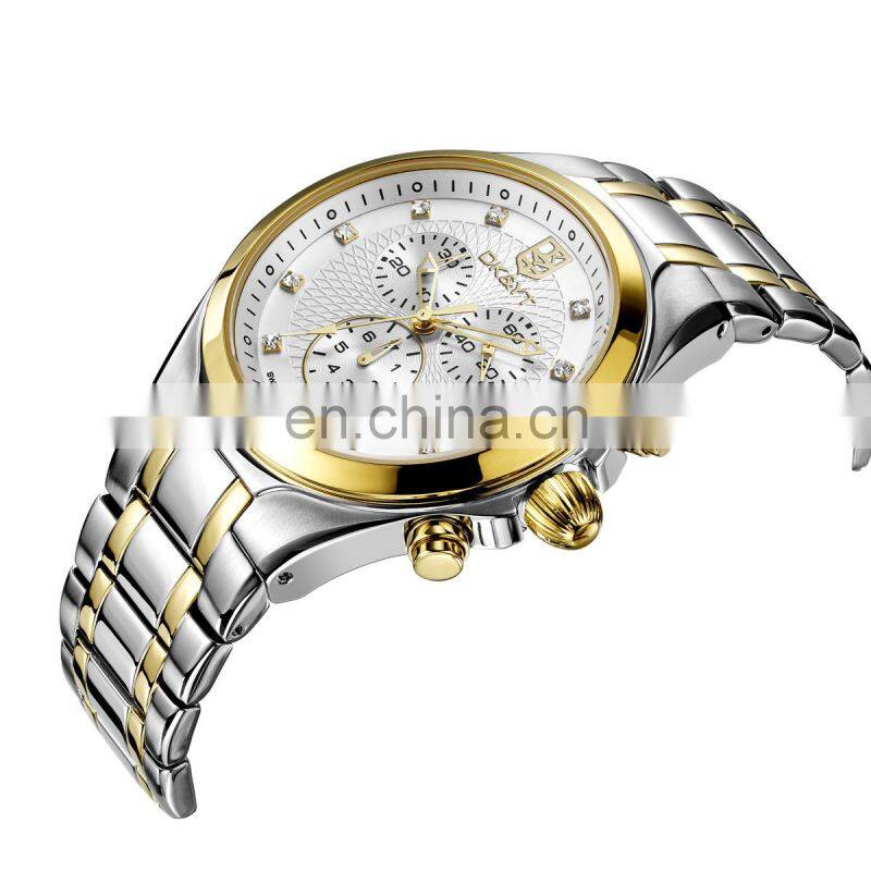 2019 luxury all stainless steel 3 eyes watch for couple watch