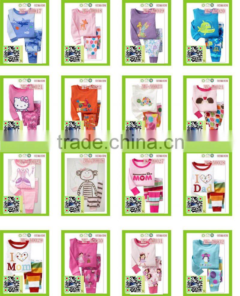 lovely cute walmart girl's cotton parallel pajamas MY-A0060