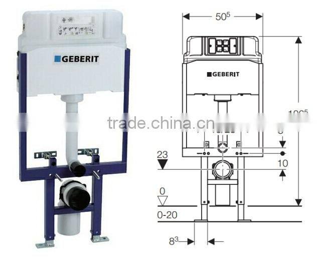 GEBERIT Alpha Duofix In-wall Cistern Watermark Concealed Cistern for Wall-hung Toilet, Dual Flush Front Button,
