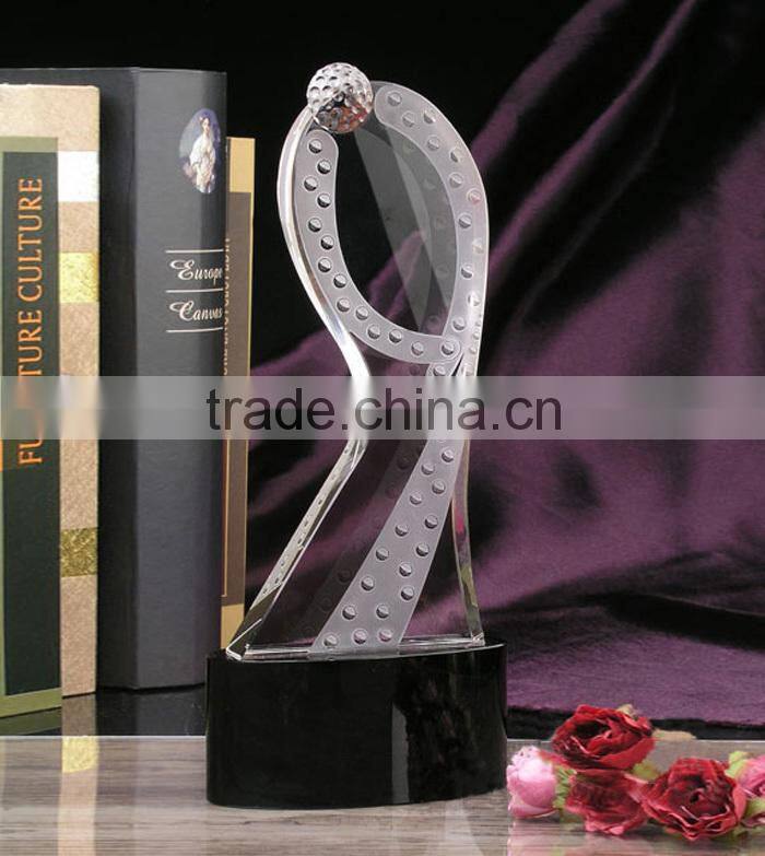 Beautiful crystal glass trophy award on sale