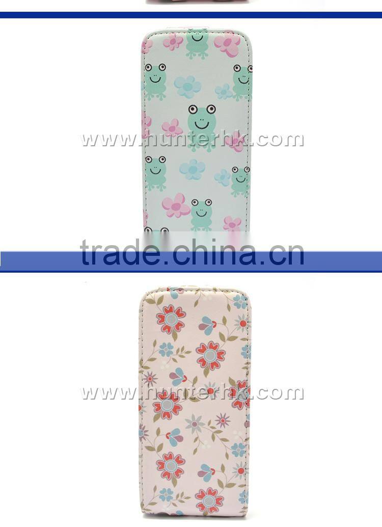 Printable Top Open Flip Leather Case For iphone5C