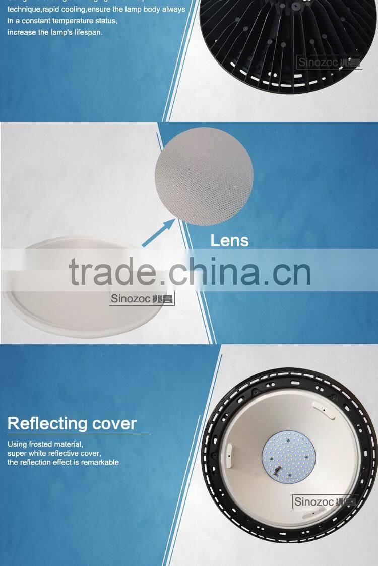 Sinozoc Best quality IP66 100w 150w ufo led high bay lighting industrial led high bay lamp with CE CC EMC CCC Rohs approved