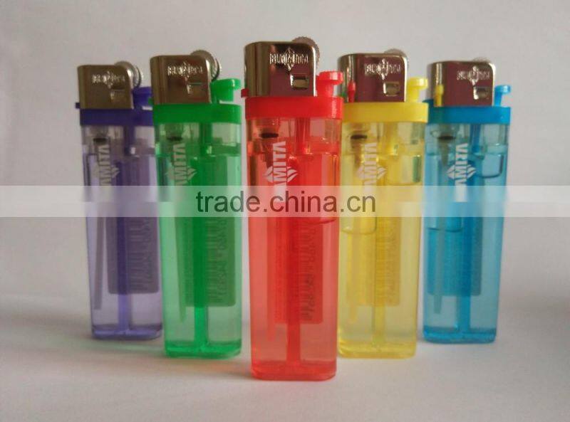 Classic EU plastic flint lighter FH-001 packed in blister card with black and color racket