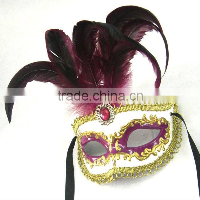 Hand Painted Mask For Easter With Feather Rhinestone Handmade