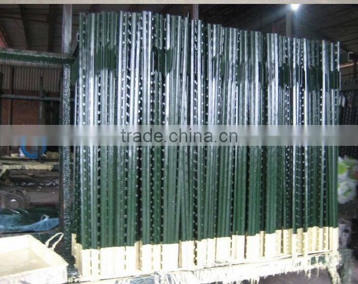 green painted farm fencing used t bar fence post