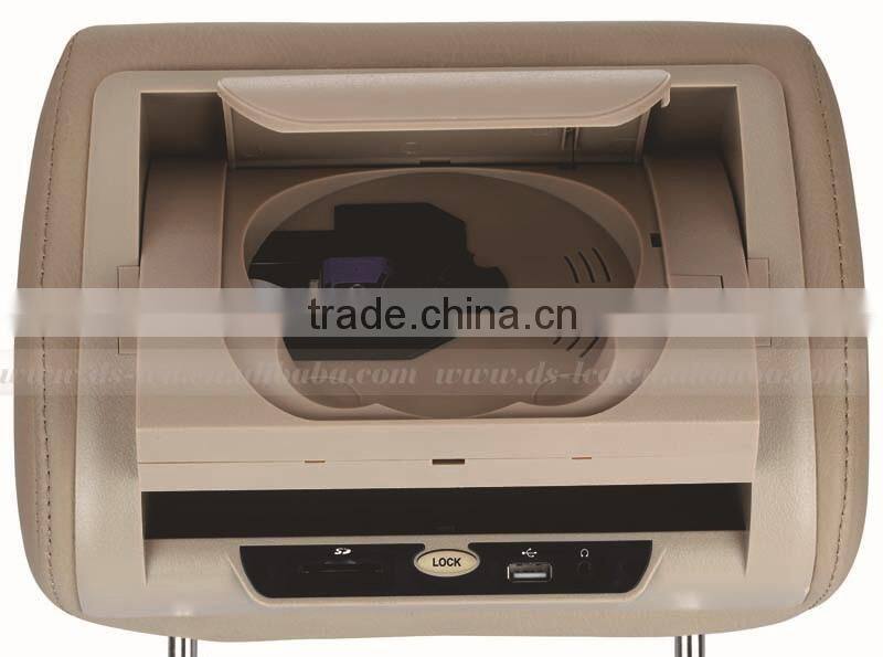 Rotatable panel 7inch Headrest DVD player with USB,SD,built in games/IR&FM transmitter.