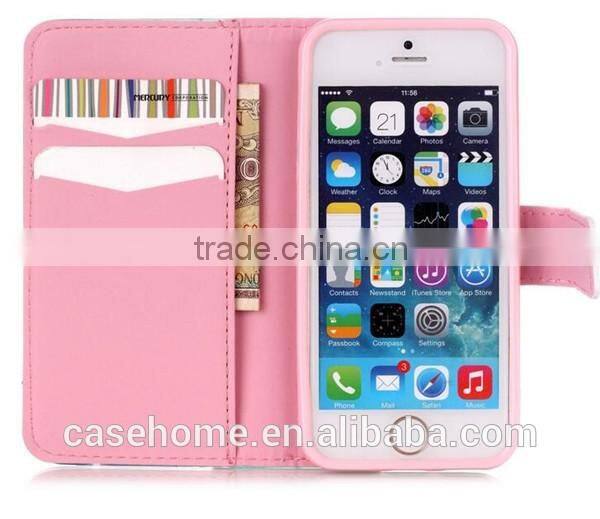 Printing Wallet Leather Case TPU Cover for iphone 5SE