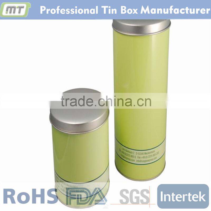 round tin canister for Christmas, tin canister