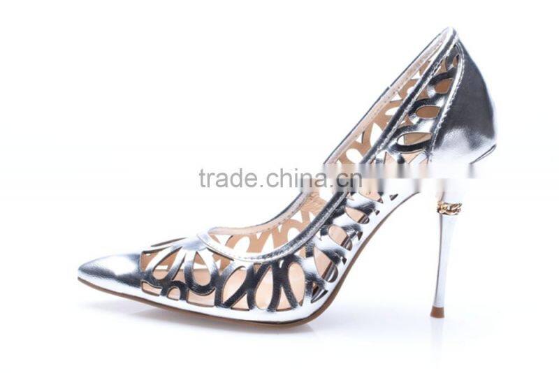 2015 silver & gold color high heel for women dress shoes pumps of office workers hand make lady shoes