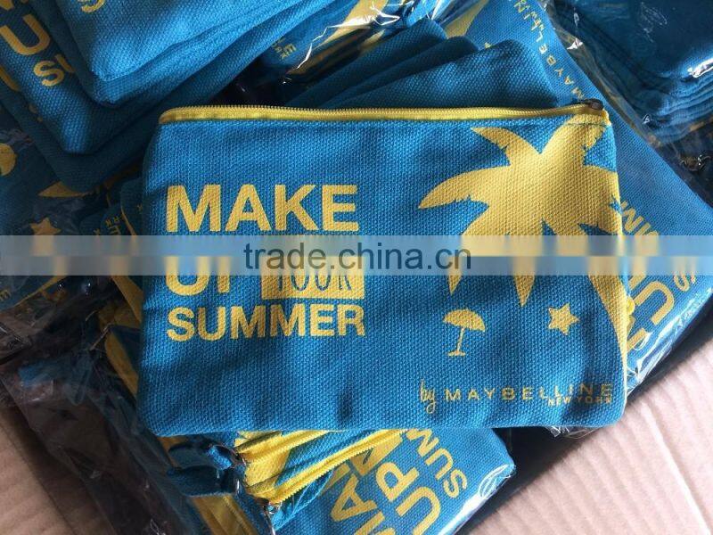 HOT !!! Natural feel allover printing canvas pouch cosmetic bag