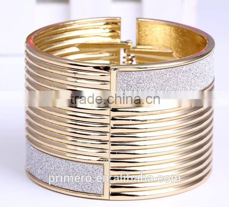 New Punk Gold Plated Bangle Jewelry Sticker Color Wider Cuff Bracelets For Women