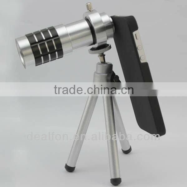 12x ZOOM METAL TELESCOPE CAMERA LENS with TRIPOD CASE FOR IPHONE 5G