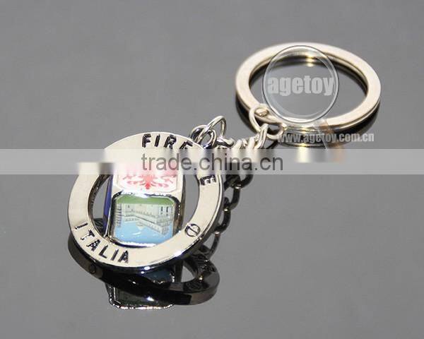 Italy Firenze Souvenirs Customized Spinning Scenery Dice Rotate Metal Revolve Dice Key Ring