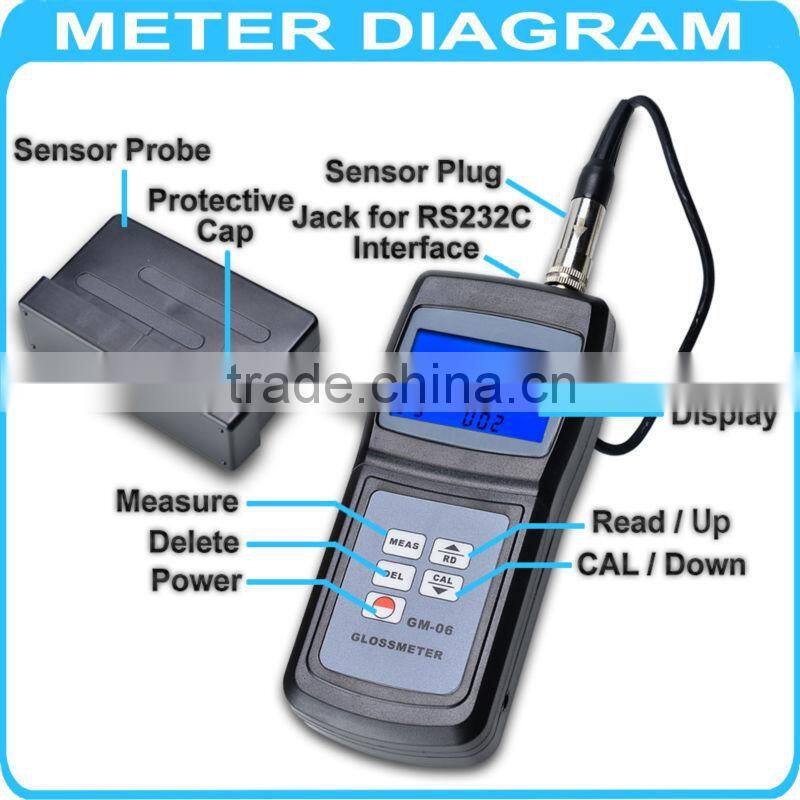 Handheld Digital Gloss Meter 60 Degree Tile Floor Metal Surface 0.1 ~ 200 w