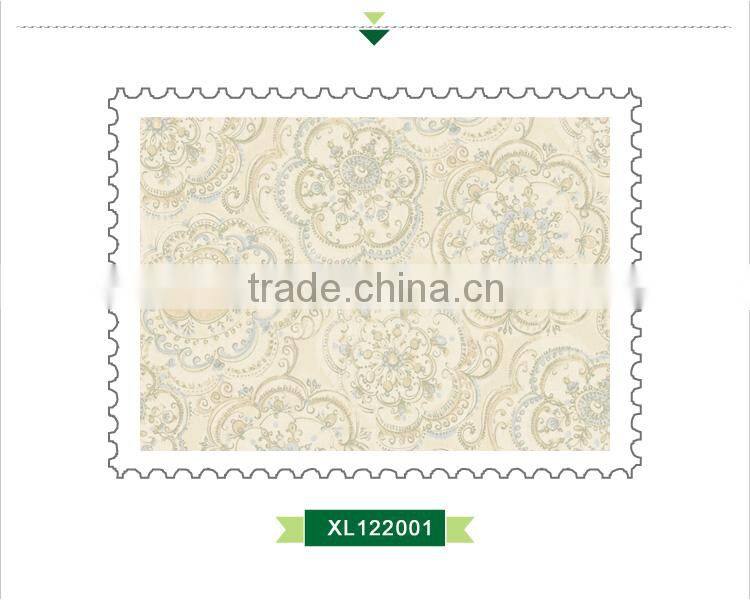 clearance printing non woven wallpaper, yellow retro flower wall covering for basement , noble wall mural price