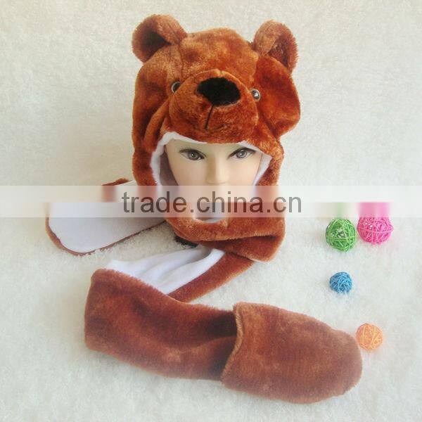 Stuffed Winter Plush Animal Hat with Paws