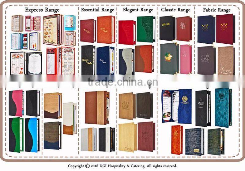 A4 paper accessories amenities hotel used wooden menu holder leather book
