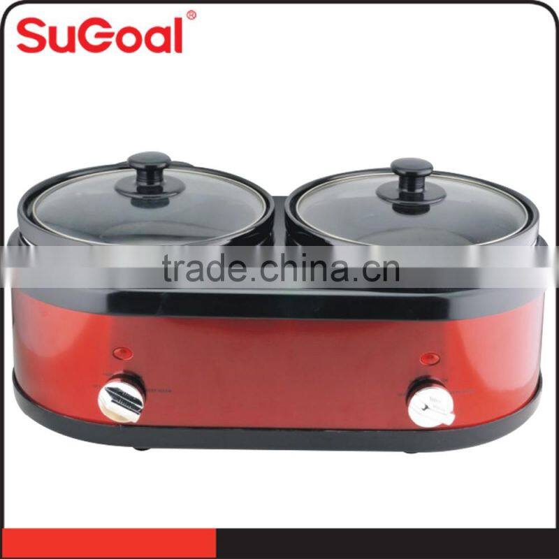 Red SS body Twins industrial slow cooker