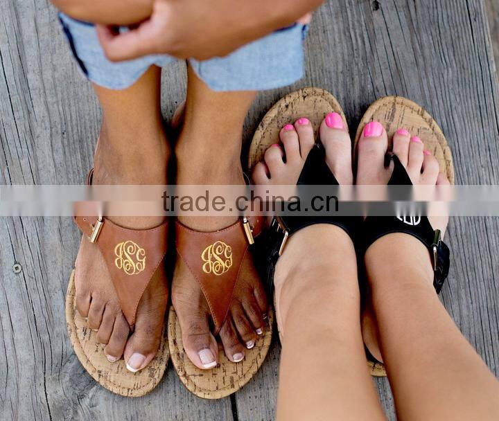 Monogrammed Sandals, Black Monogram Sandals, 5 colors available