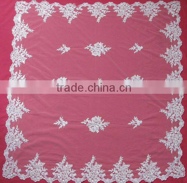 Bridal Square Beaded Corded White Tablecloth Manufacture
