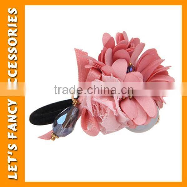 PGHD0372 Handmade flower crystal hair bands elastic hair rubber band for girls