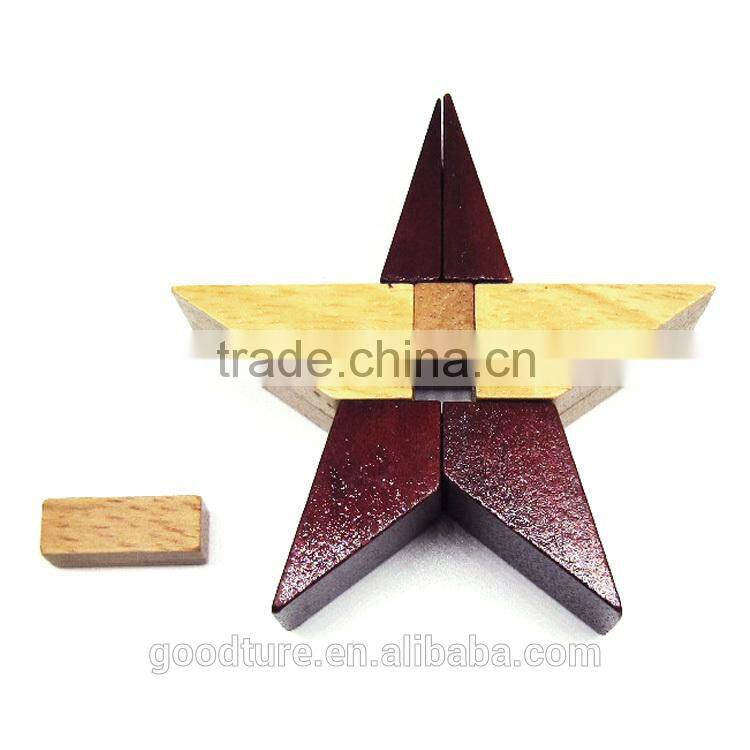 2015 Hot Sale Wooden IQ Intelligent Puzzle Magic Puzzle Kongming Lock Brain Teaser Model Number GAD1129