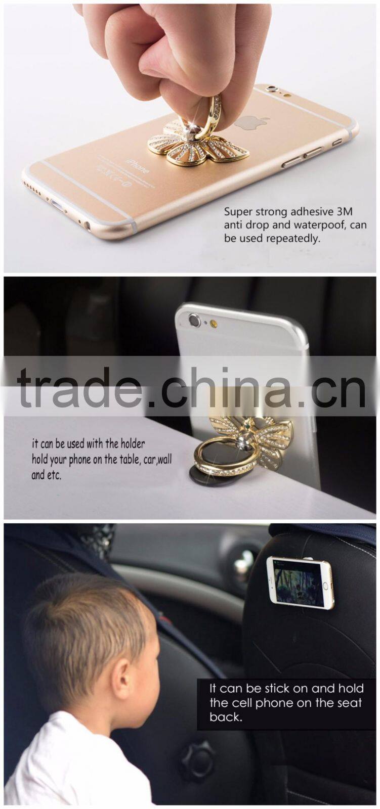 Samco Butterfly Phone Ring Stand Holder 360 Degree Rotating Ring Grip Car Holder Mount Cell Phone and Tablets Anti Drop Ring