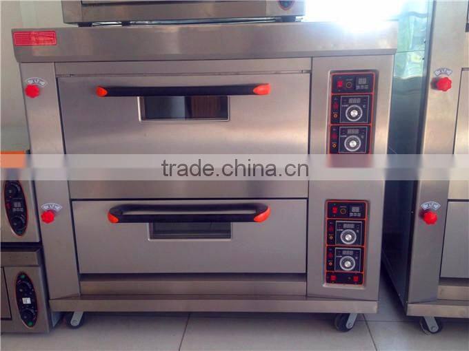 Cheap price 2 deck 4 trays gas pizza oven with ceramic stone,bakery equipment