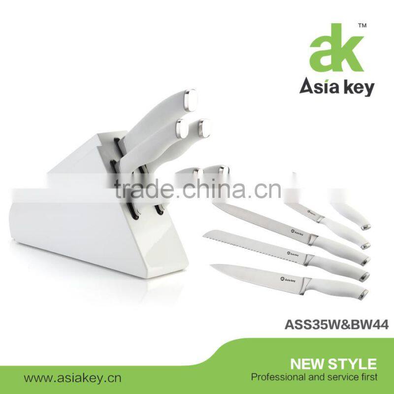 New arrival kitchen knife set,green ABS handle,acrylic block