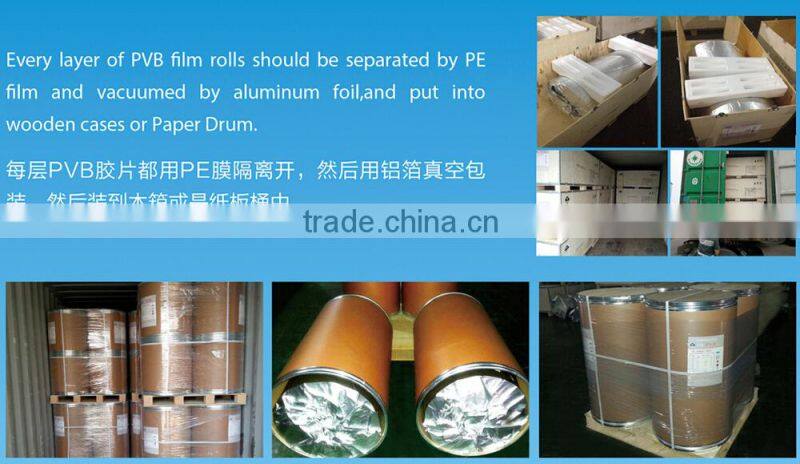clear pvb film 0.38mm/0.76mm for laminated safety glass