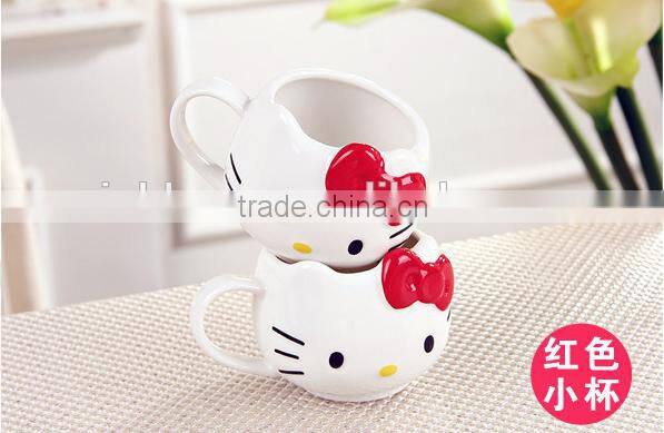 creative lovely cartoon pink red hello kitty cat gift ceramic teapot and mug 5 in 1 set