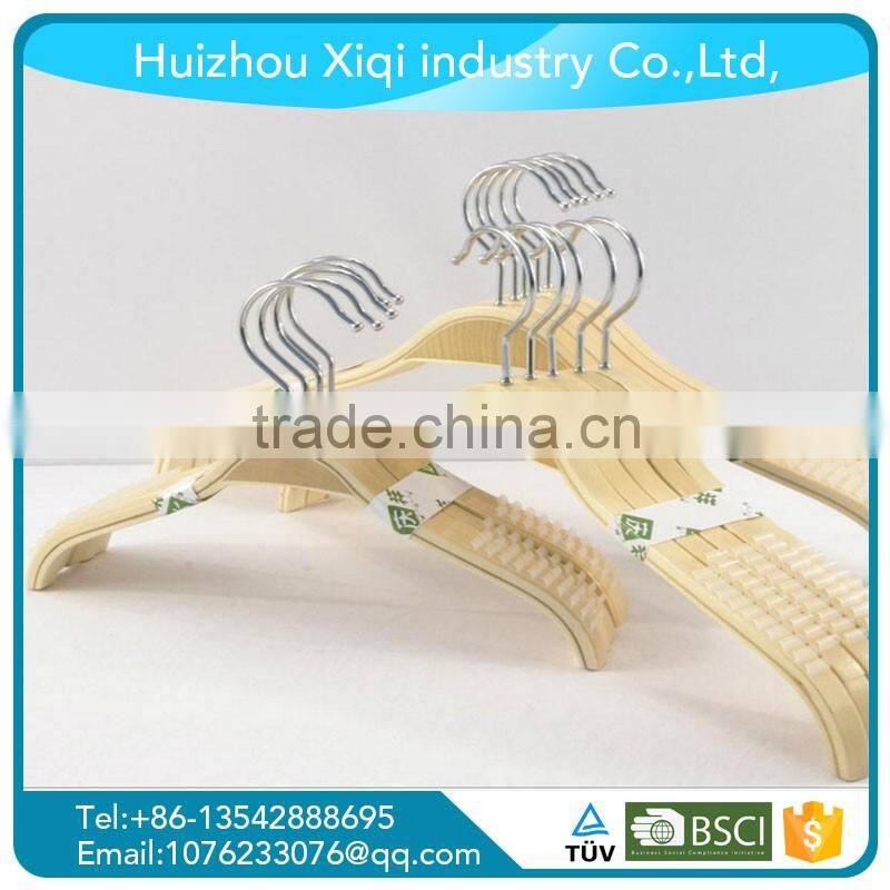 Non-slip wooden hangers for clothes
