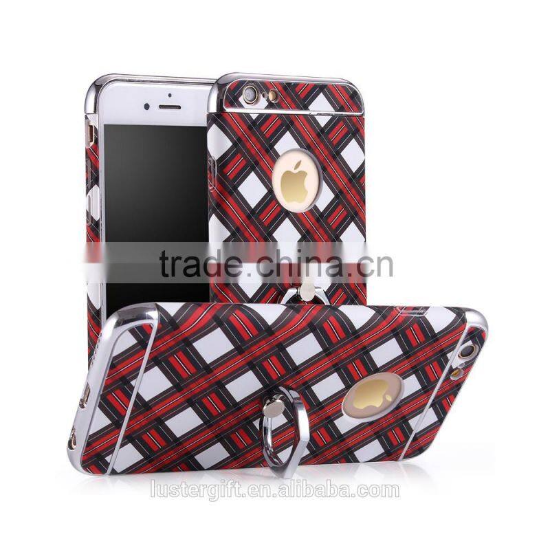 2016 With ring kickstand Luxury 3 in 1 Hard PC Marbling Phone Case Cover For iPhone 5S SE 6 6S Marble Checked Pattern Phone Case