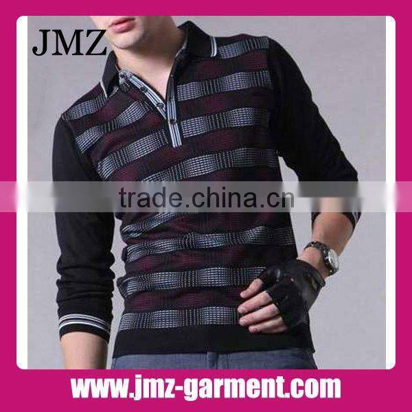 White red stripe long sleeve polo shirt