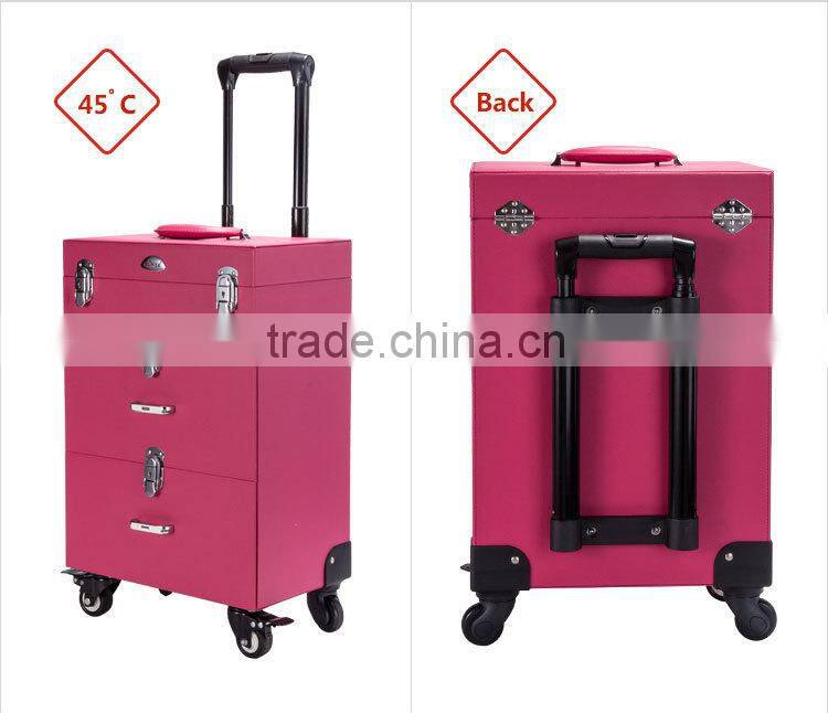 2016 New Products Pink Pvc/Pu Cosmetic Nail Case