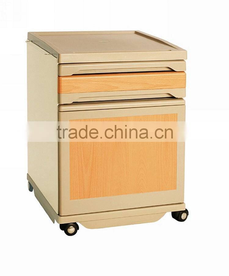 Medical Device ABS Plastic Hospital Bedside Table With Wheels