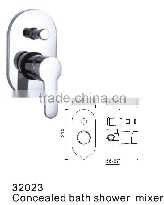 Round European style concealed bath mixer with divertor