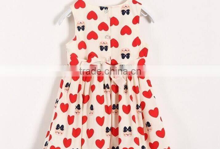 2016 new style children girls dress love heart printed dress wholesale OEM ODM