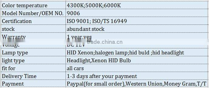 Car Hid xenon Buld 6000k hid headlight Hid Bulb for japanese car oem 9006