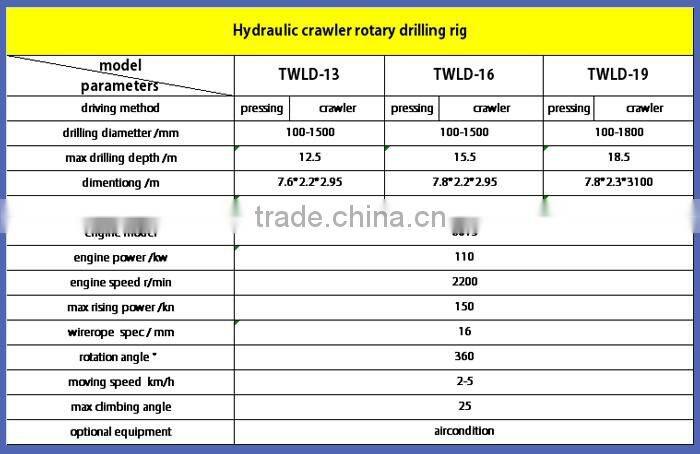 Brand New Hydraulic Crawler Rotary Drilling Rig TWLD16