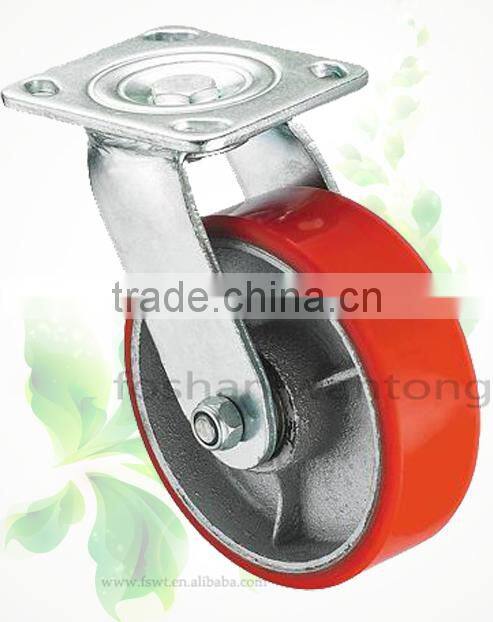 PU Cast Iron 5 Inch Brake Rolling Ball Industrial Caster Wheel
