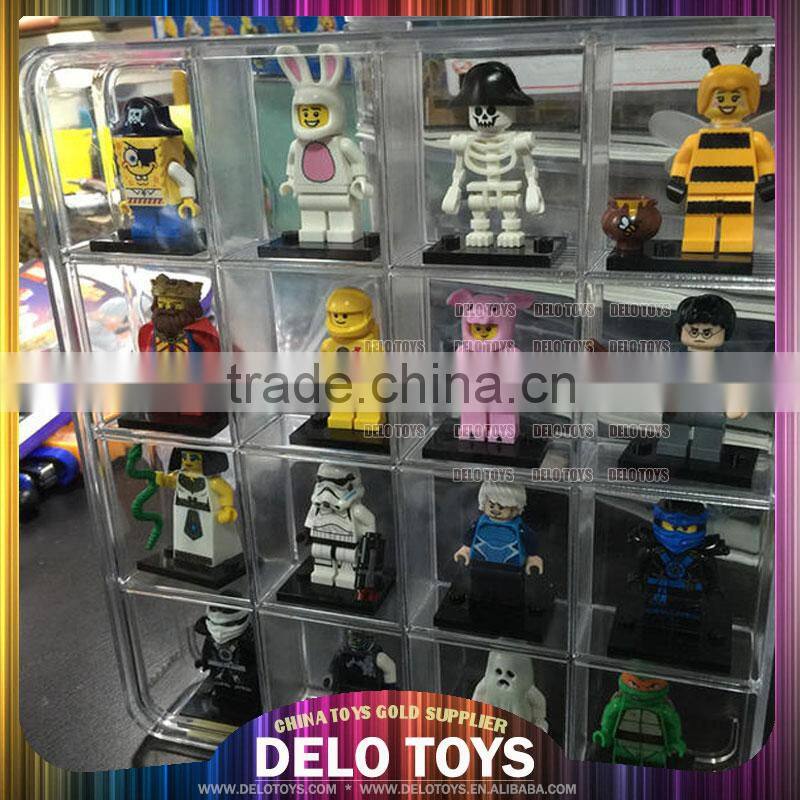 Plastic Transparent building blocks mini figures diamond bricks display case Acrylic box 18 lattice DE00024