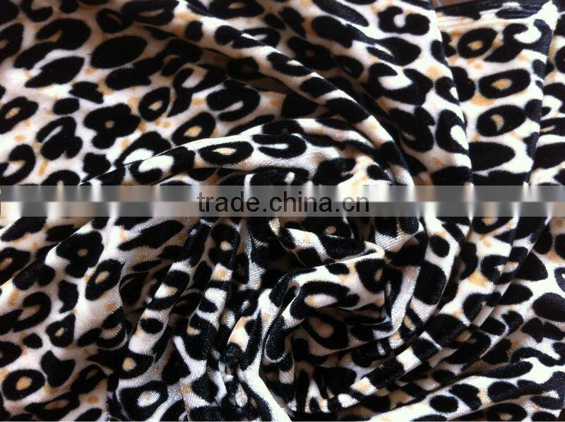 leopard-print stretch velvet fabric