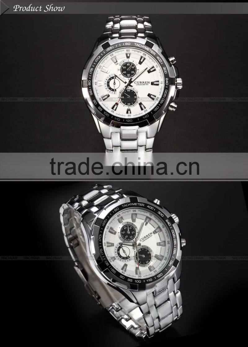 CURREN White Luxury Sport Analog Army Military Steel Band Men's Quartz Watch