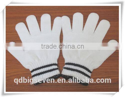 BSSAFETY Nylon knitted black and white stripes wrist household safety gloves, ganden work gloves