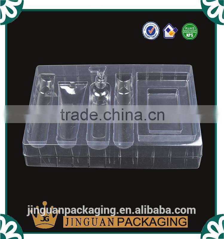 Custom clear pvc plastic vacuum forming blister tray cosmetics packaging disposable cosmetic tray