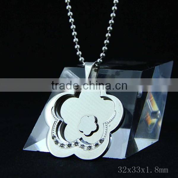 Fashion Flower Metal pendant with diamond for ladies