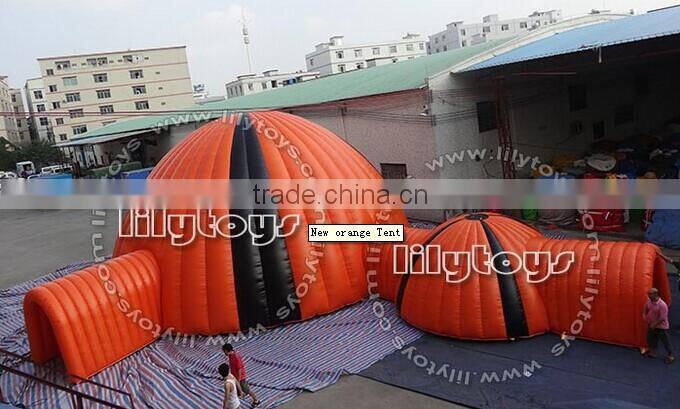 Orange giant inflatable dome tent, Customized inflatable tent