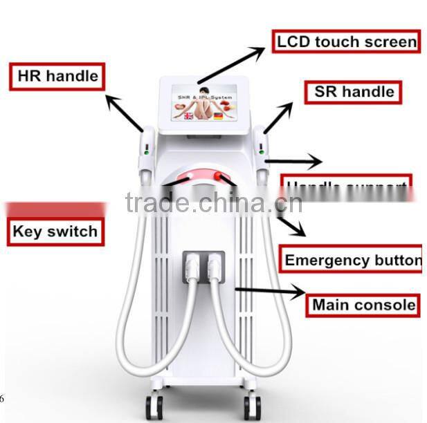 big ipl handle hand piece 12*30mm 10*40mm spot shr hair removal machine